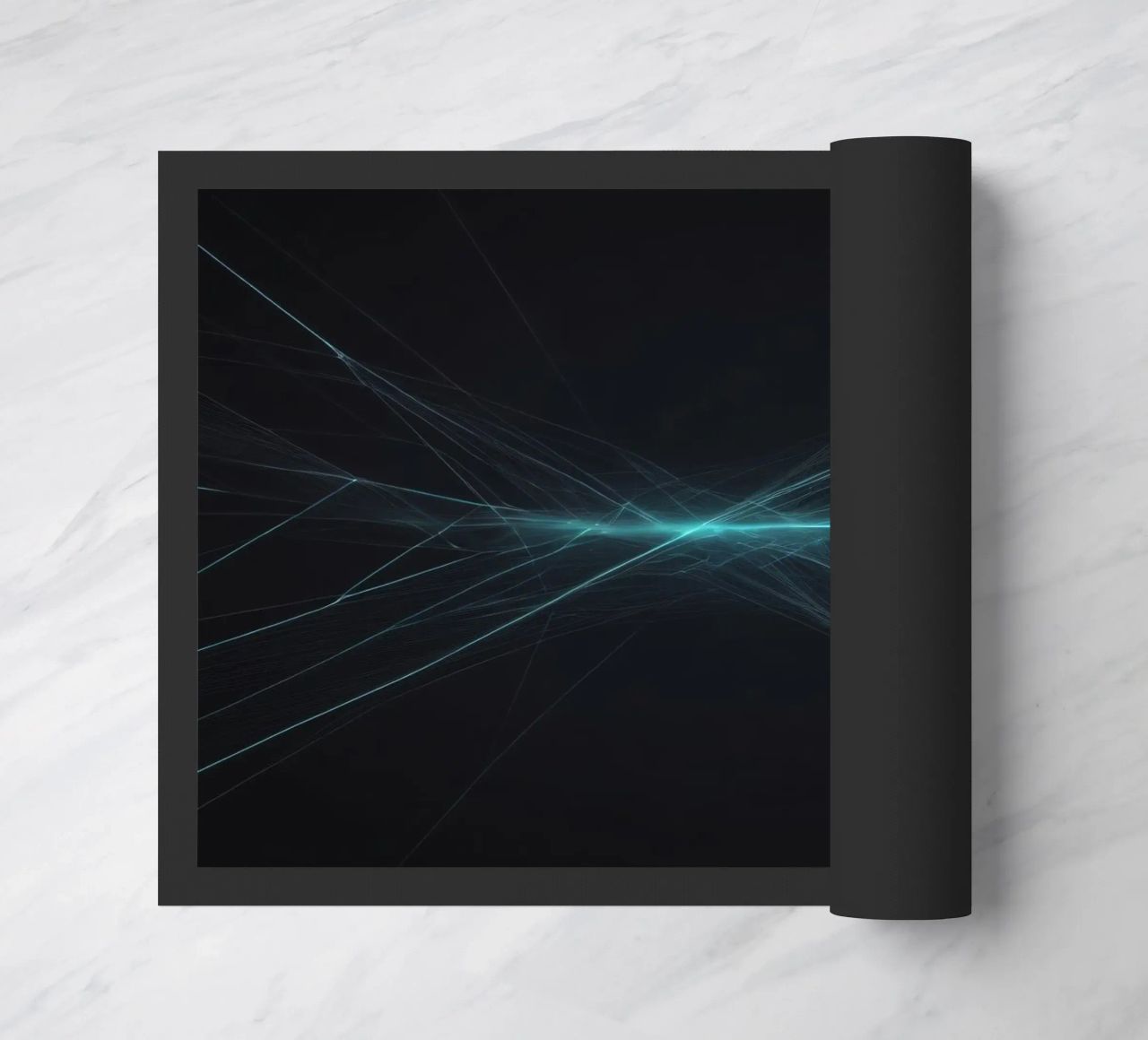 Dynamic abstract background with vibrant lines and dark art doormat by DesignDoodle