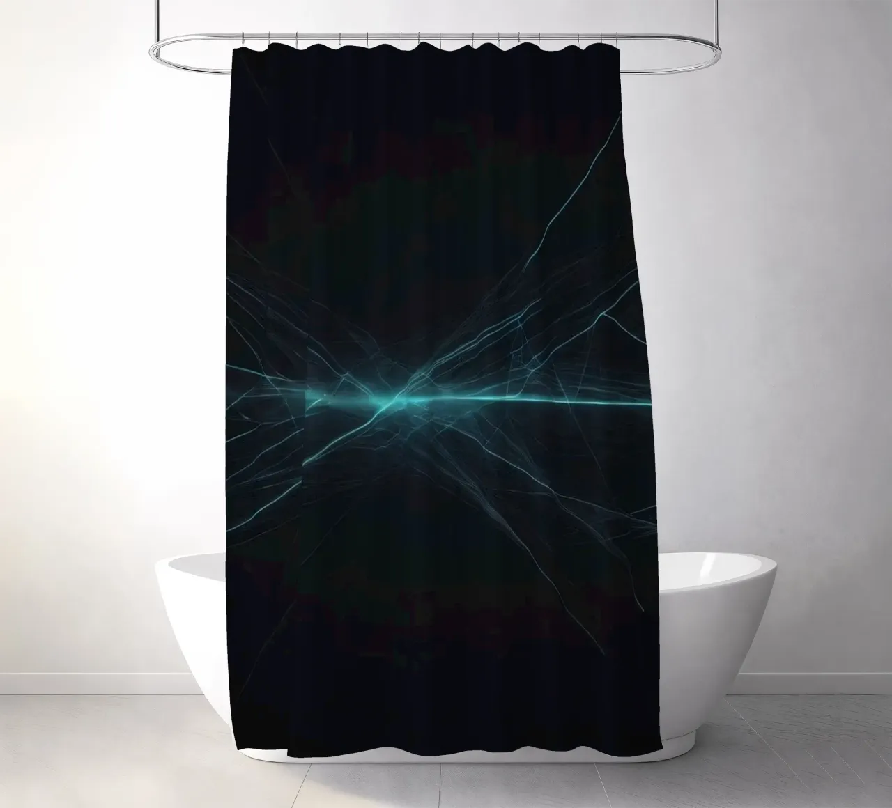 Dynamischer abstrakter Hintergrund mit lebhaften Linien und dunkler Kunst Duschvorhang von DesignDoodle