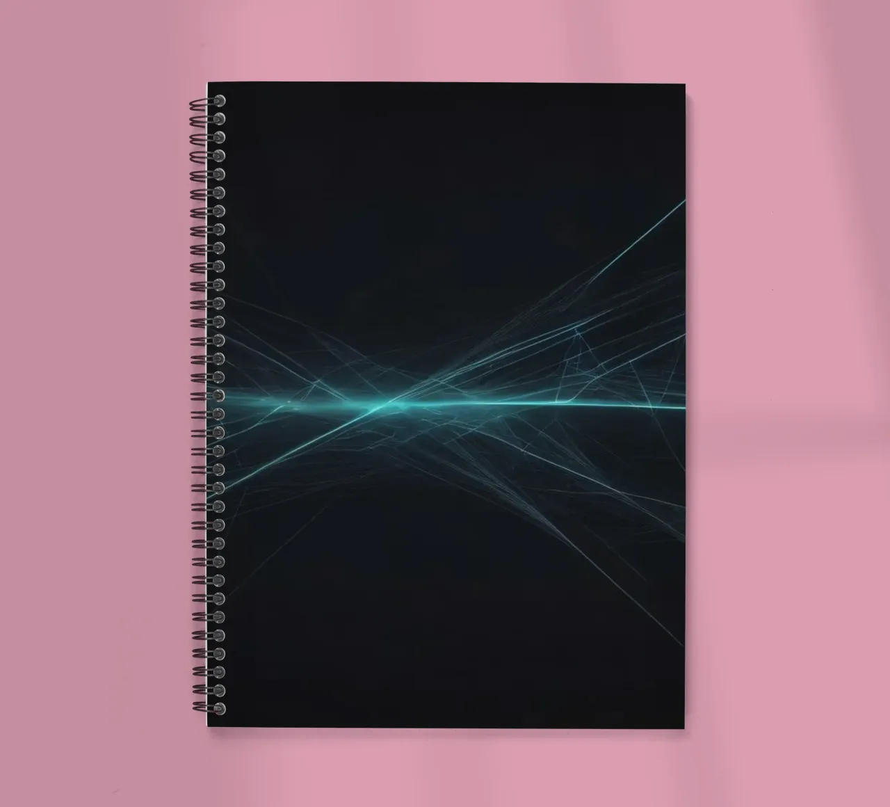 Dynamic abstract background with vibrant lines and dark art spiral notebook by DesignDoodle