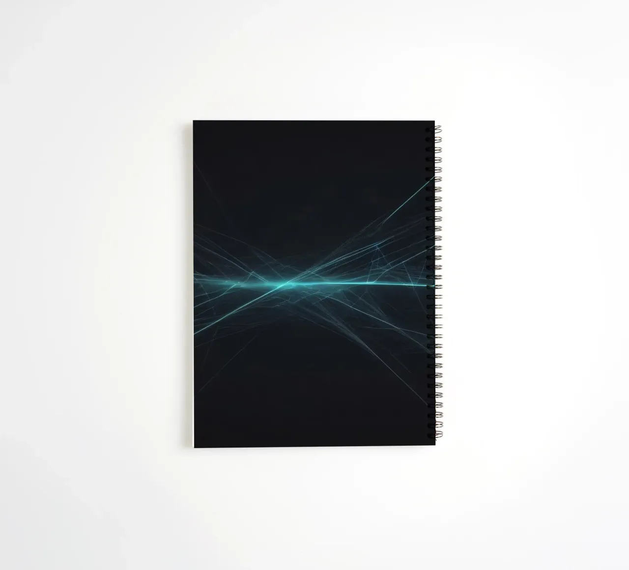 Dynamic abstract background with vibrant lines and dark art spiral notebook by DesignDoodle