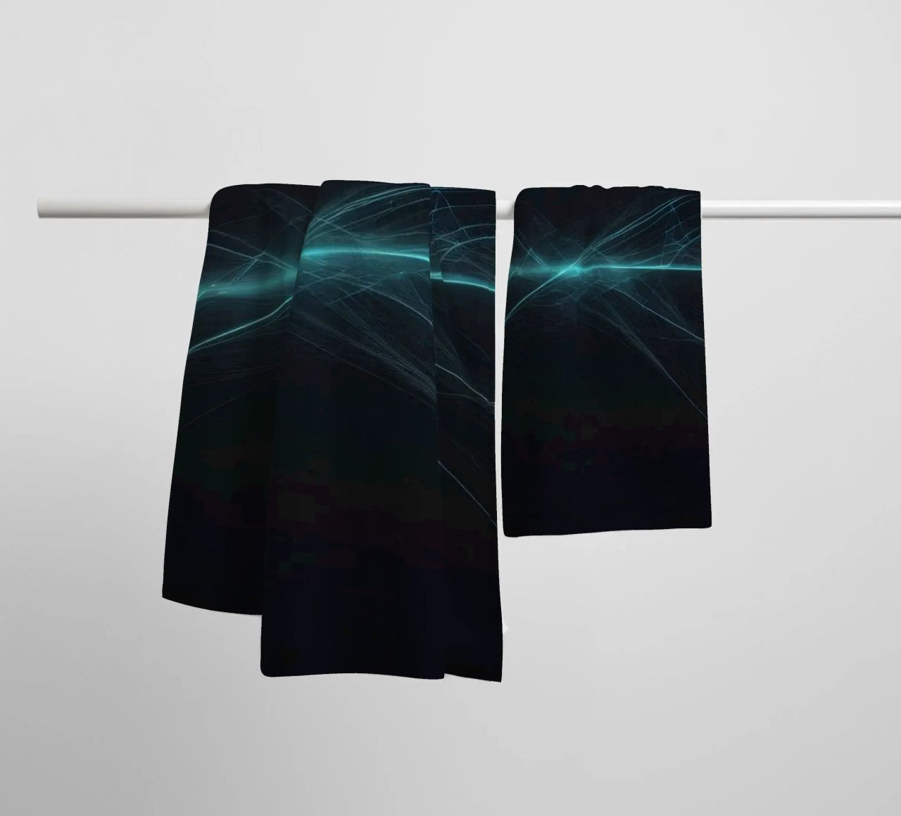 Dynamic abstract background with vibrant lines and dark art towel by DesignDoodle