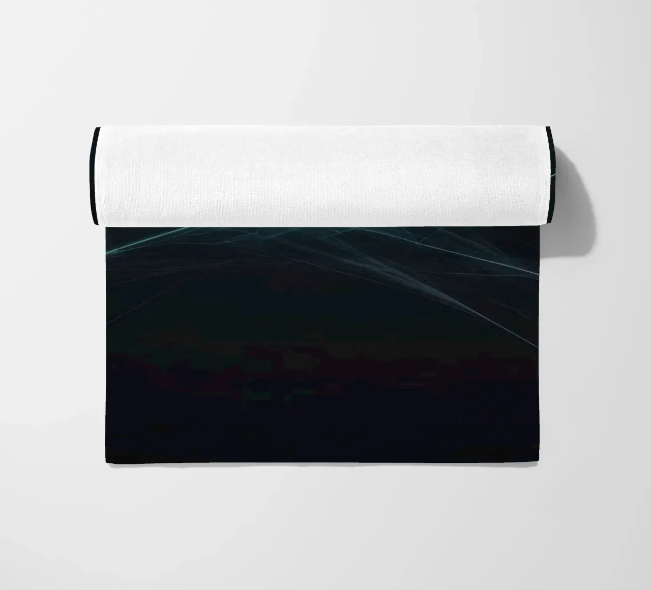 Dynamic abstract background with vibrant lines and dark art beach towel by DesignDoodle