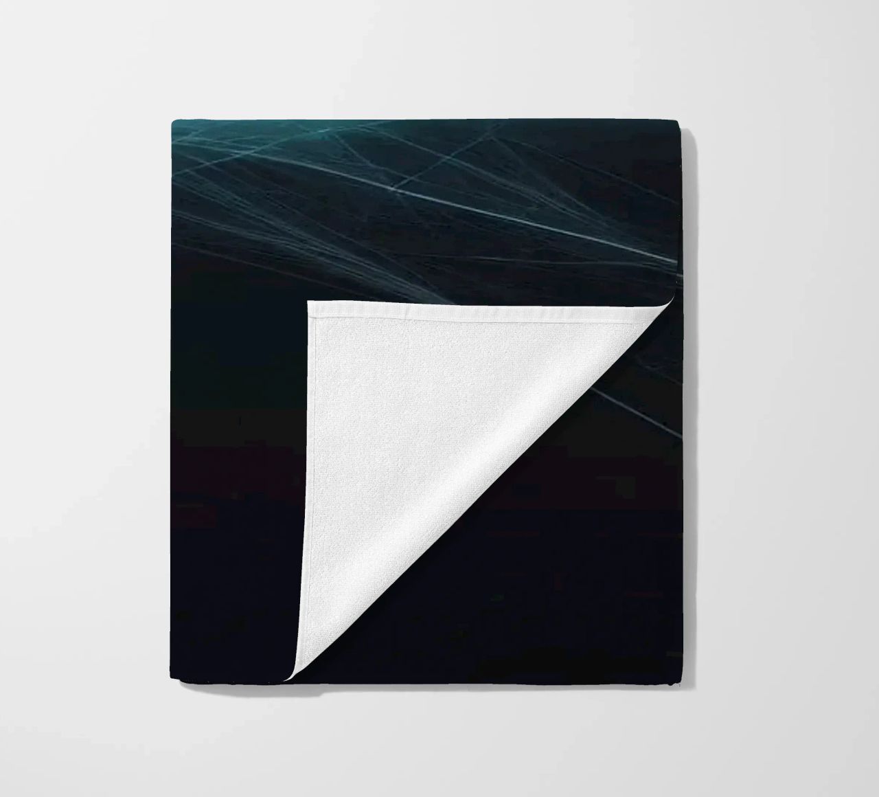 Dynamic abstract background with vibrant lines and dark art beach towel by DesignDoodle