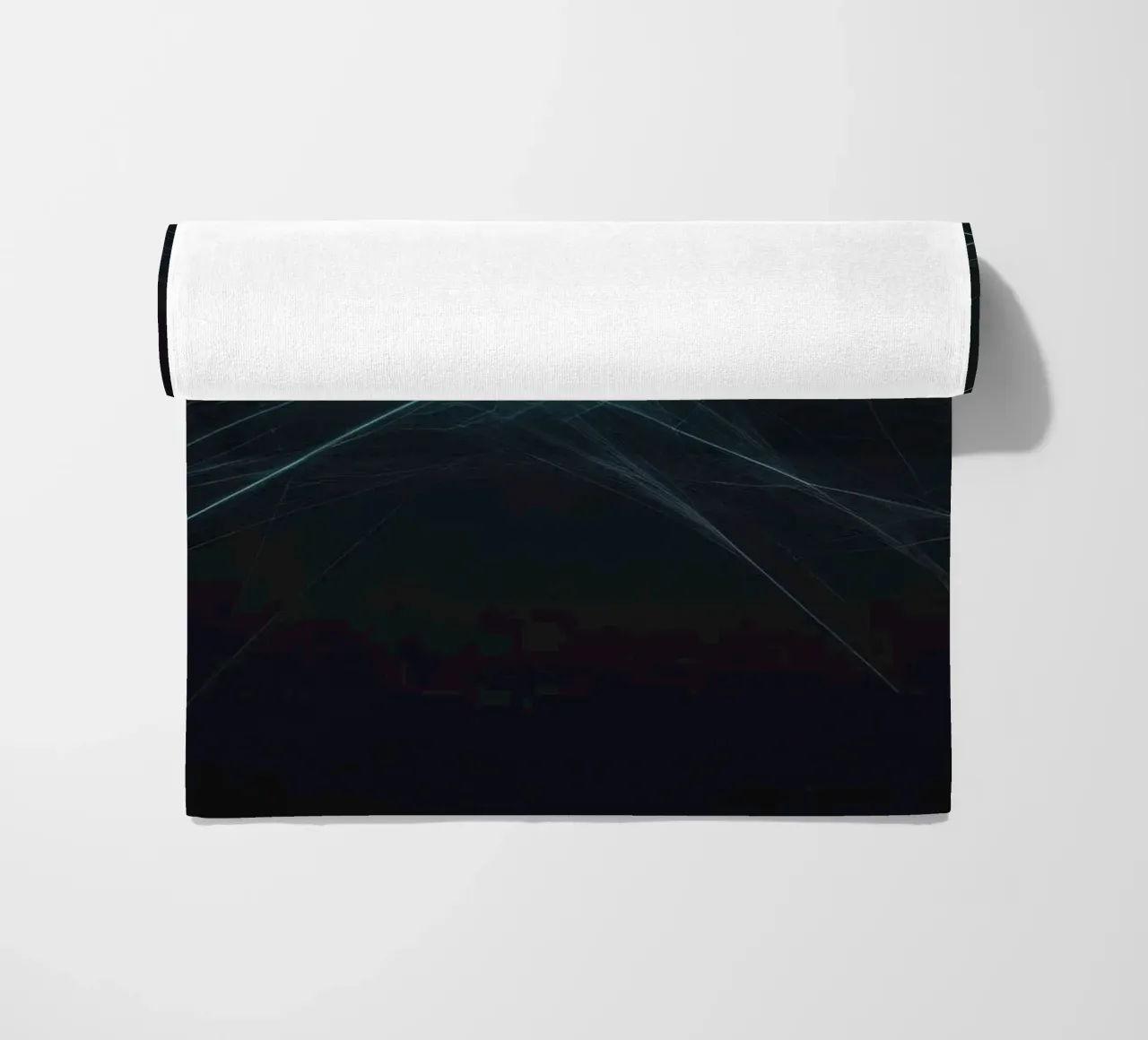 Dynamic abstract background with vibrant lines and dark art beach towel by DesignDoodle