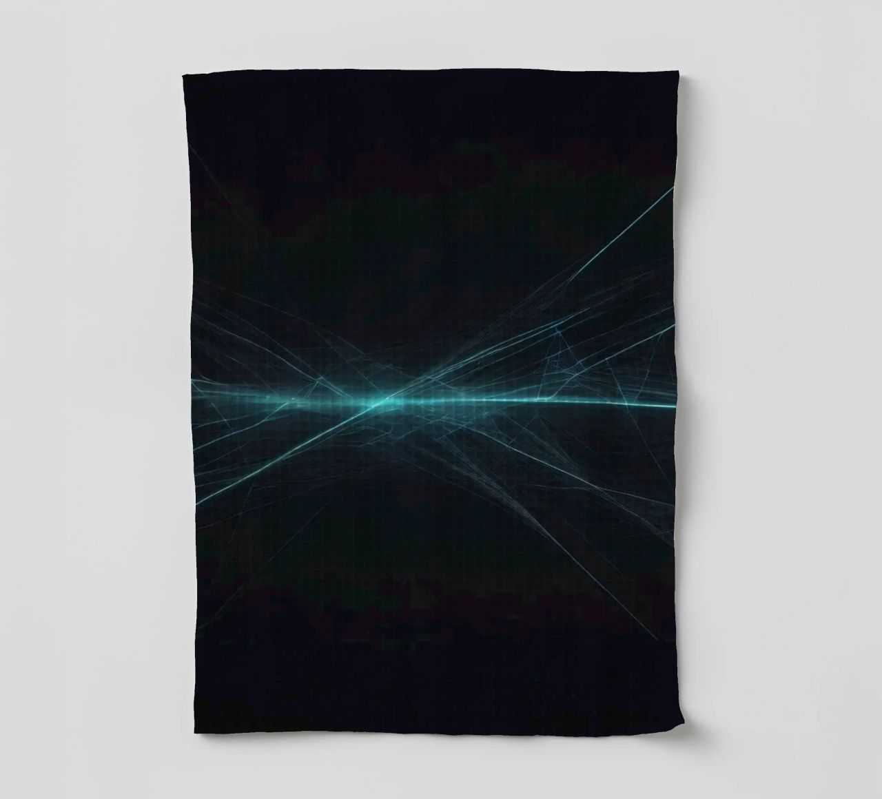 Dynamic abstract background with vibrant lines and dark art tea towel by DesignDoodle