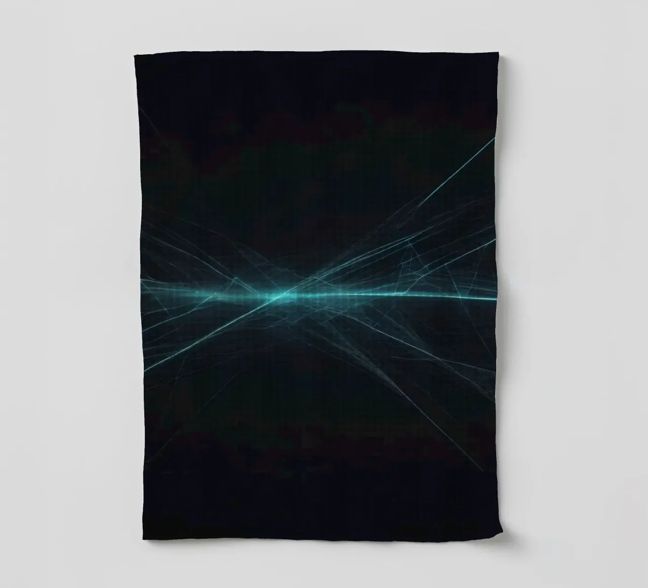 Dynamic abstract background with vibrant lines and dark art tea towel by DesignDoodle