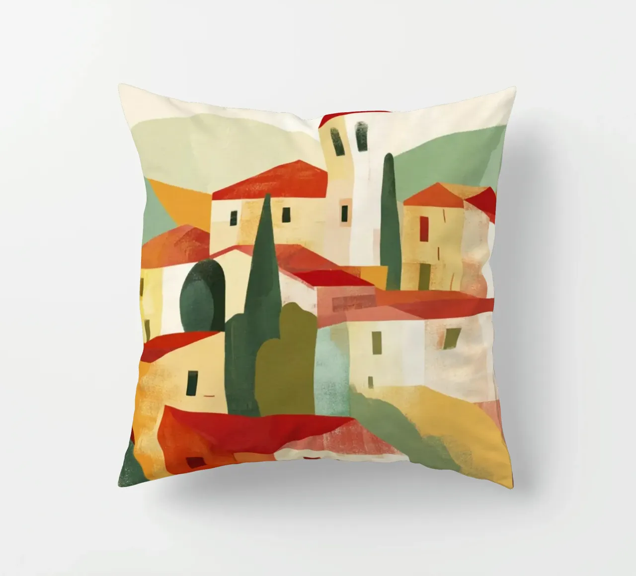 Abstract Toscana Landscape Midcentury Modern decorative cushion by Modern Muse