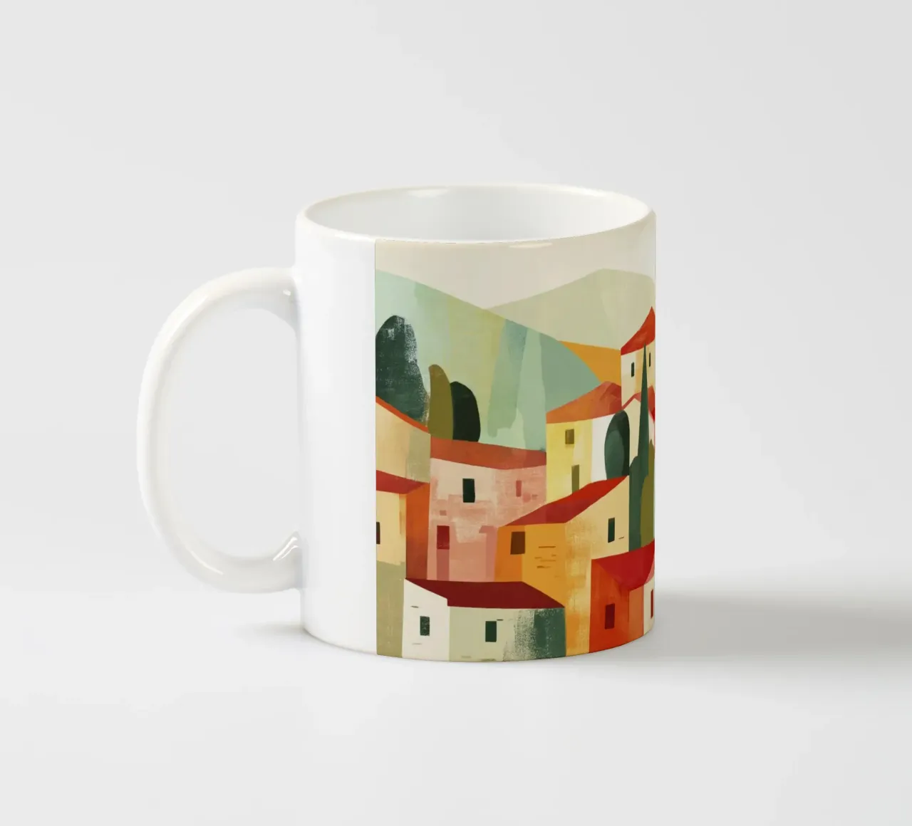 Paesaggio astratto toscano Midcentury Modern tazza in ceramica da Modern Muse