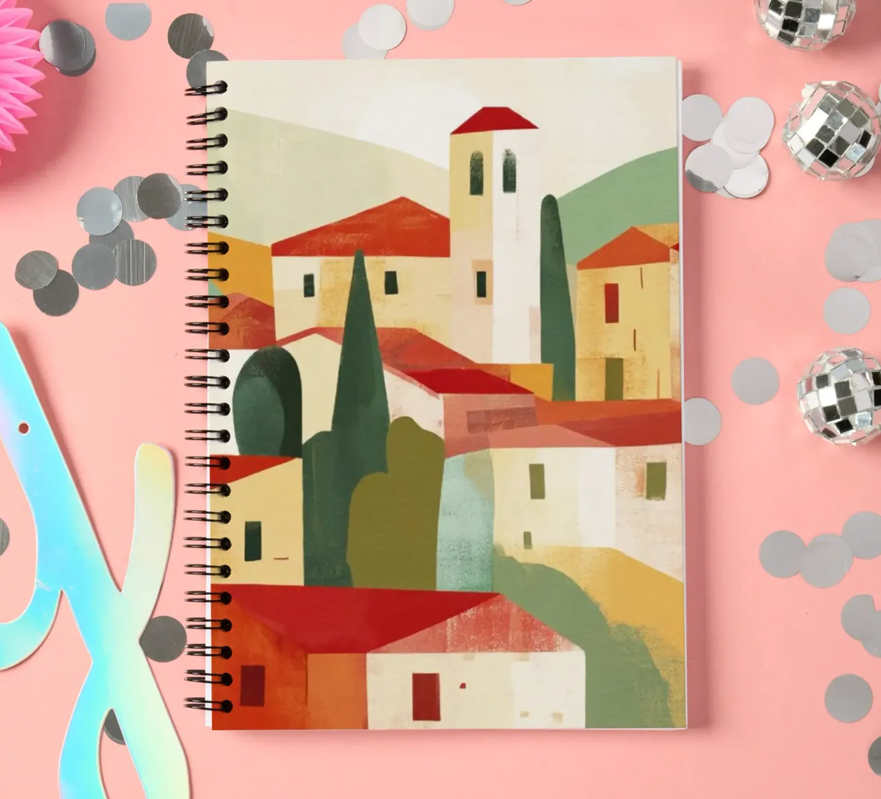 Abstract Toscana Landscape Midcentury Modern spiral notebook by Modern Muse