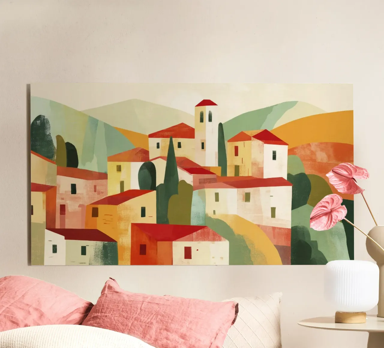 Paesaggio astratto toscano Midcentury Modern alluminio dibond da Modern Muse