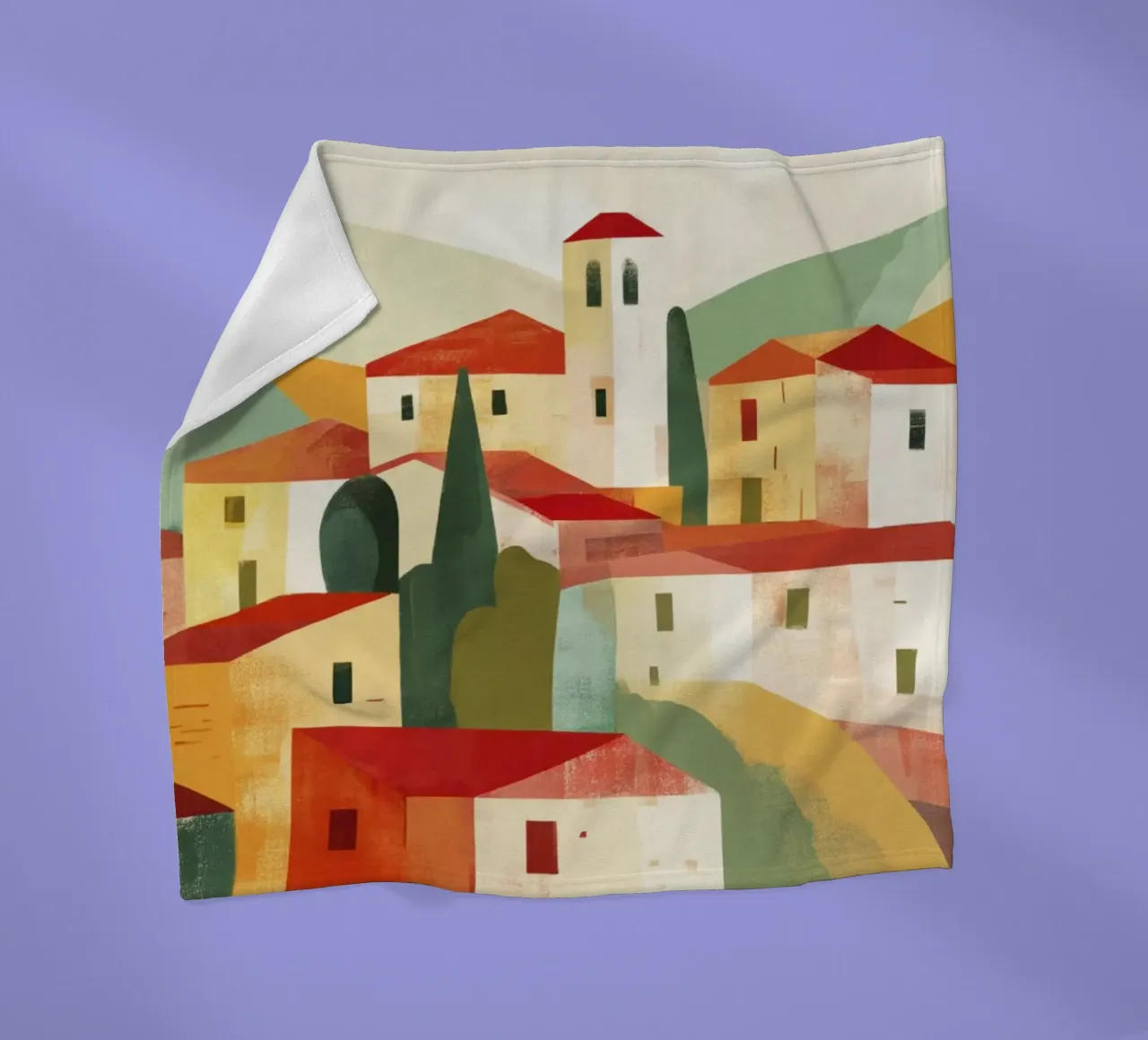 Abstract Toscaans landschap Midcentury Modern fleecedeken van Modern Muse