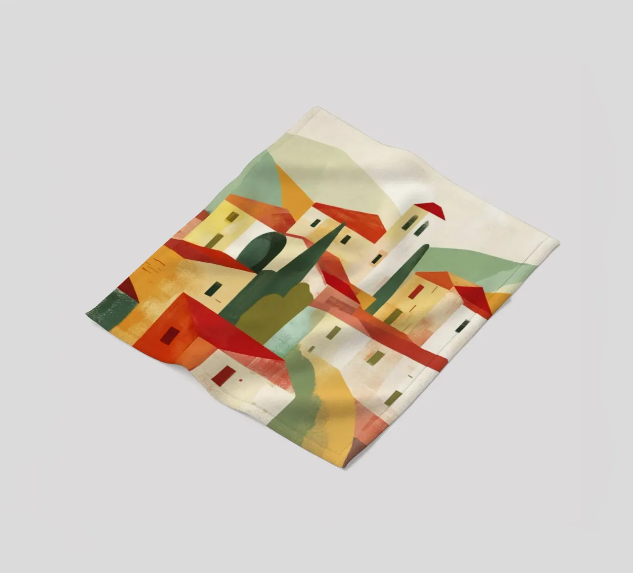 Abstract Toscaans landschap Midcentury Modern fleecedeken van Modern Muse