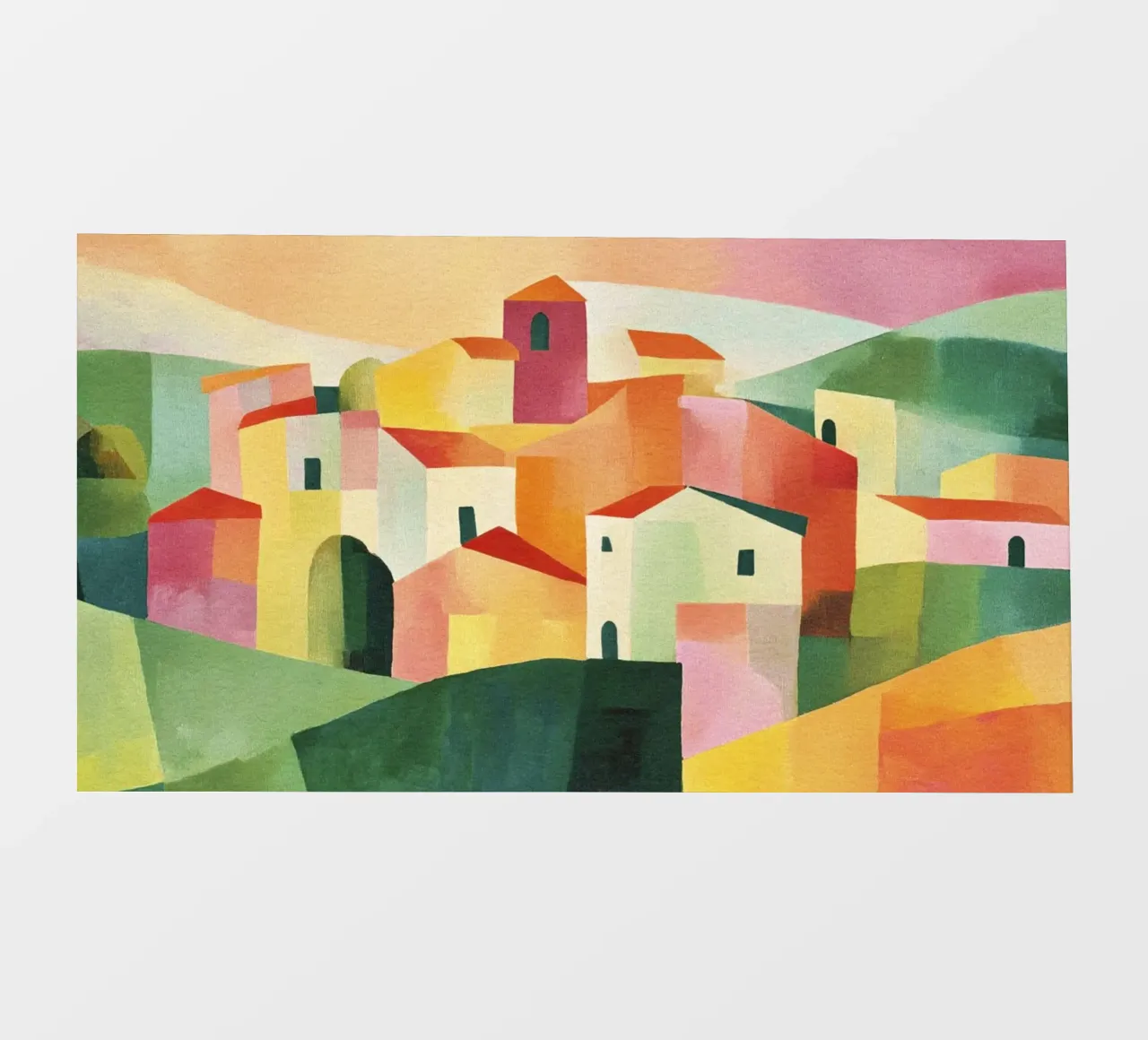 Paysage abstrait moderne de la Toscane Collines et maisons papier peint photo de Modern Muse
