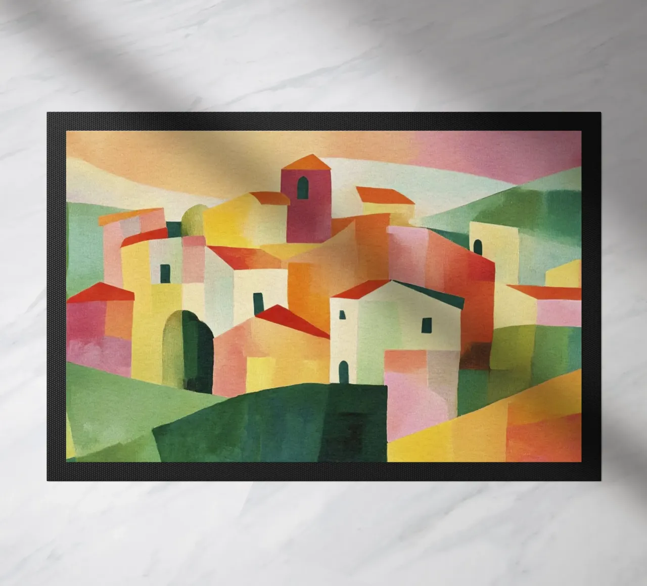 Paesaggio toscano astratto moderno Colline e case zerbino da Modern Muse