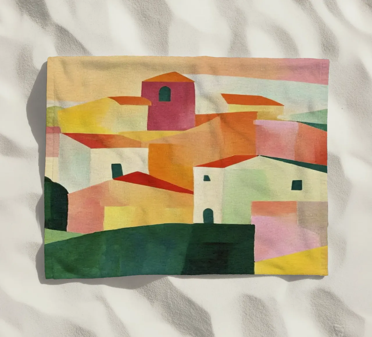 Paesaggio toscano astratto moderno Colline e case telo mare da Modern Muse