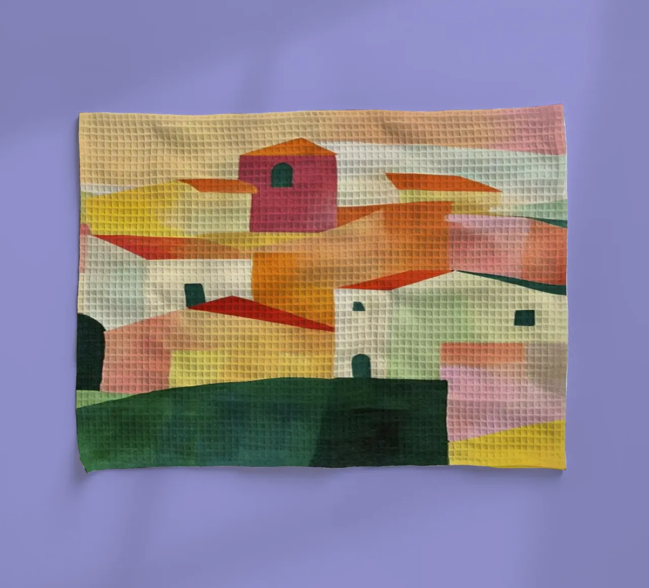 Paesaggio toscano astratto moderno Colline e case canovaccio da cucina da Modern Muse