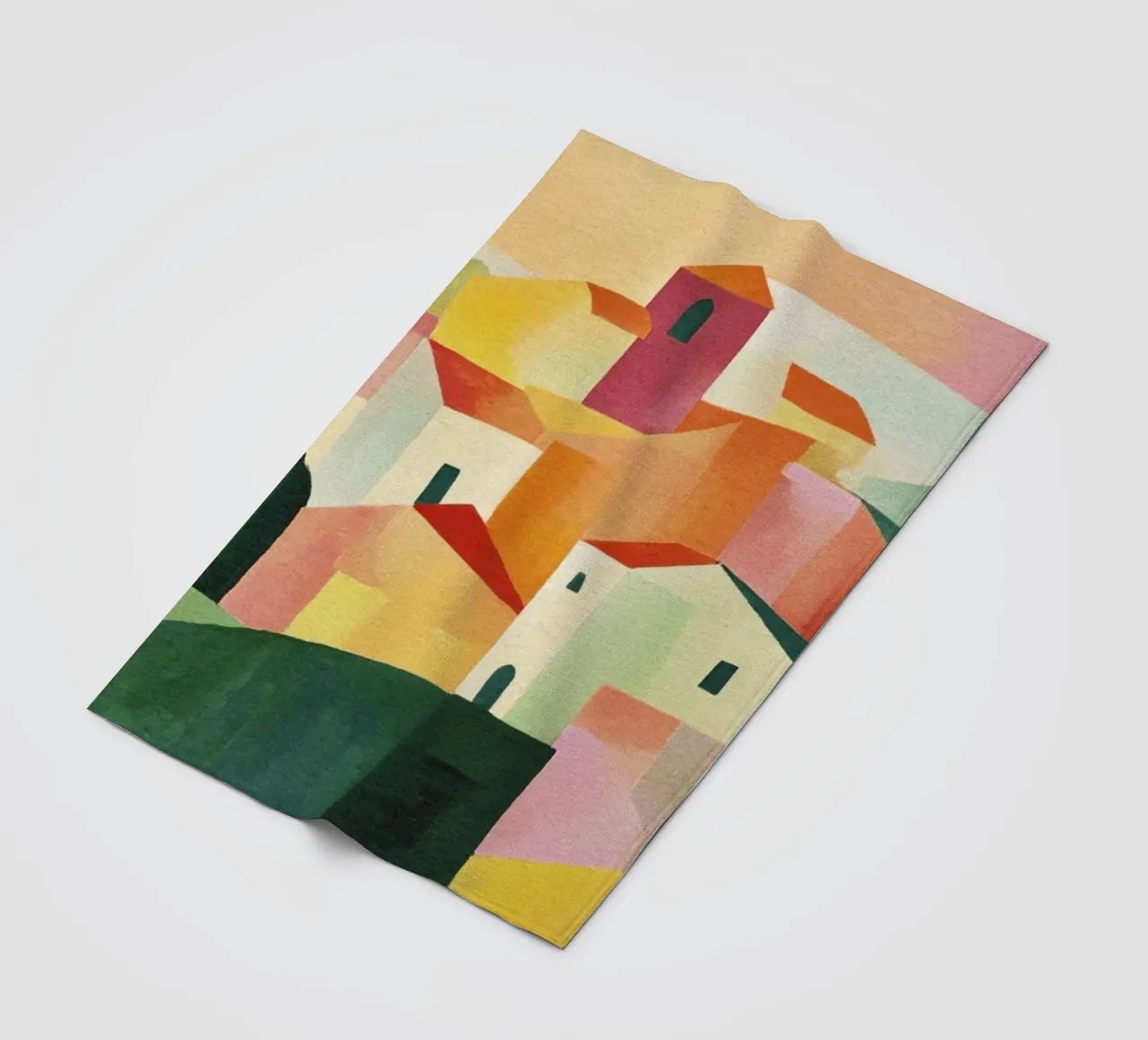 Paesaggio toscano astratto moderno Colline e case coperta in pile da Modern Muse