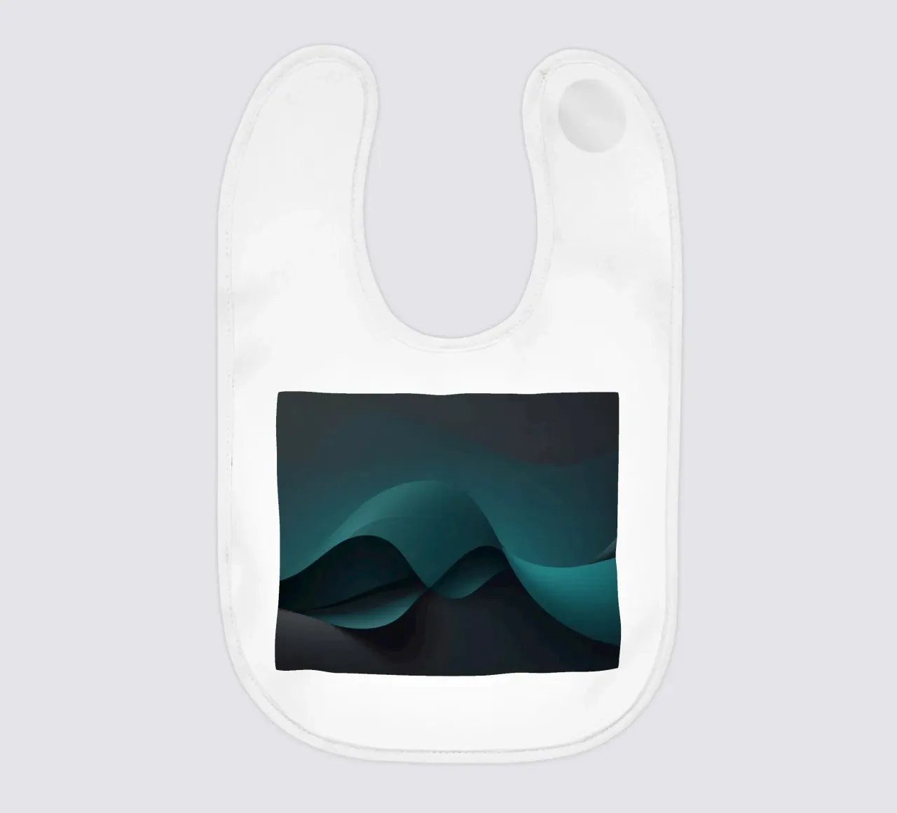 Curve morbide e fluide di tonalità verde acqua e scure creano un'atmosfera elegante. bavaglino da DesignDoodle