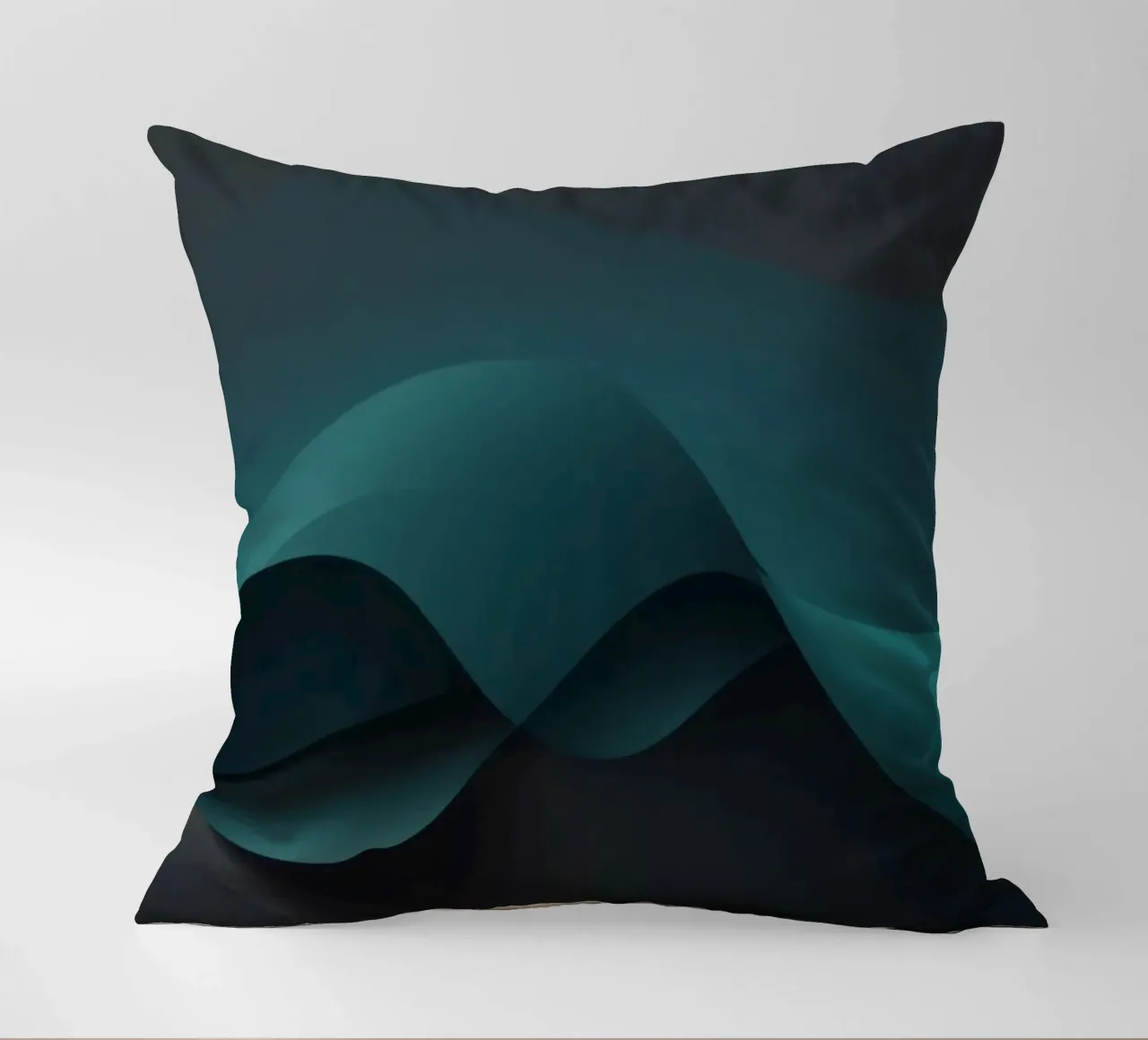 Curve morbide e fluide di tonalità verde acqua e scure creano un'atmosfera elegante. cuscino da DesignDoodle