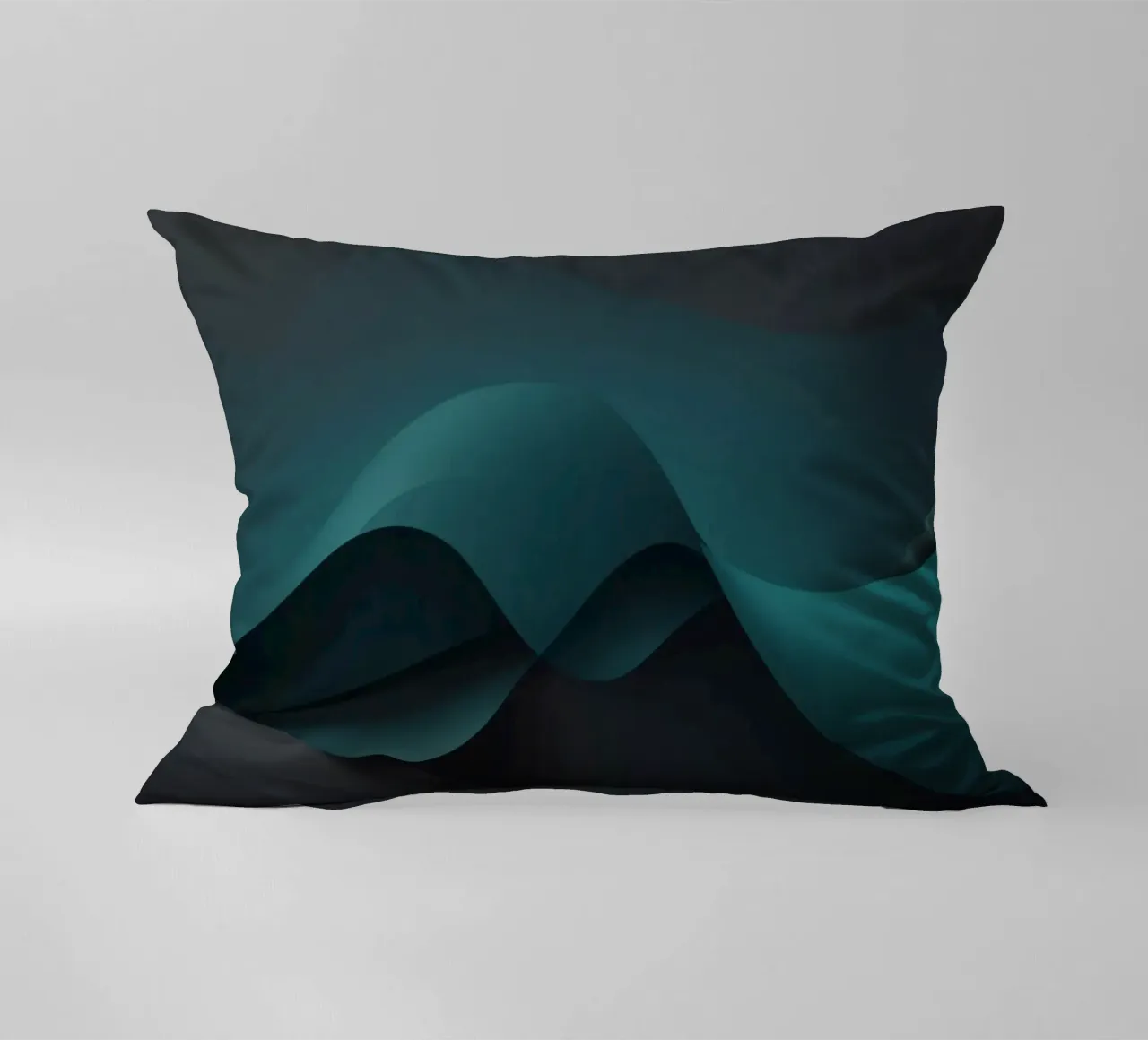 Curve morbide e fluide di tonalità verde acqua e scure creano un'atmosfera elegante. cuscino da DesignDoodle