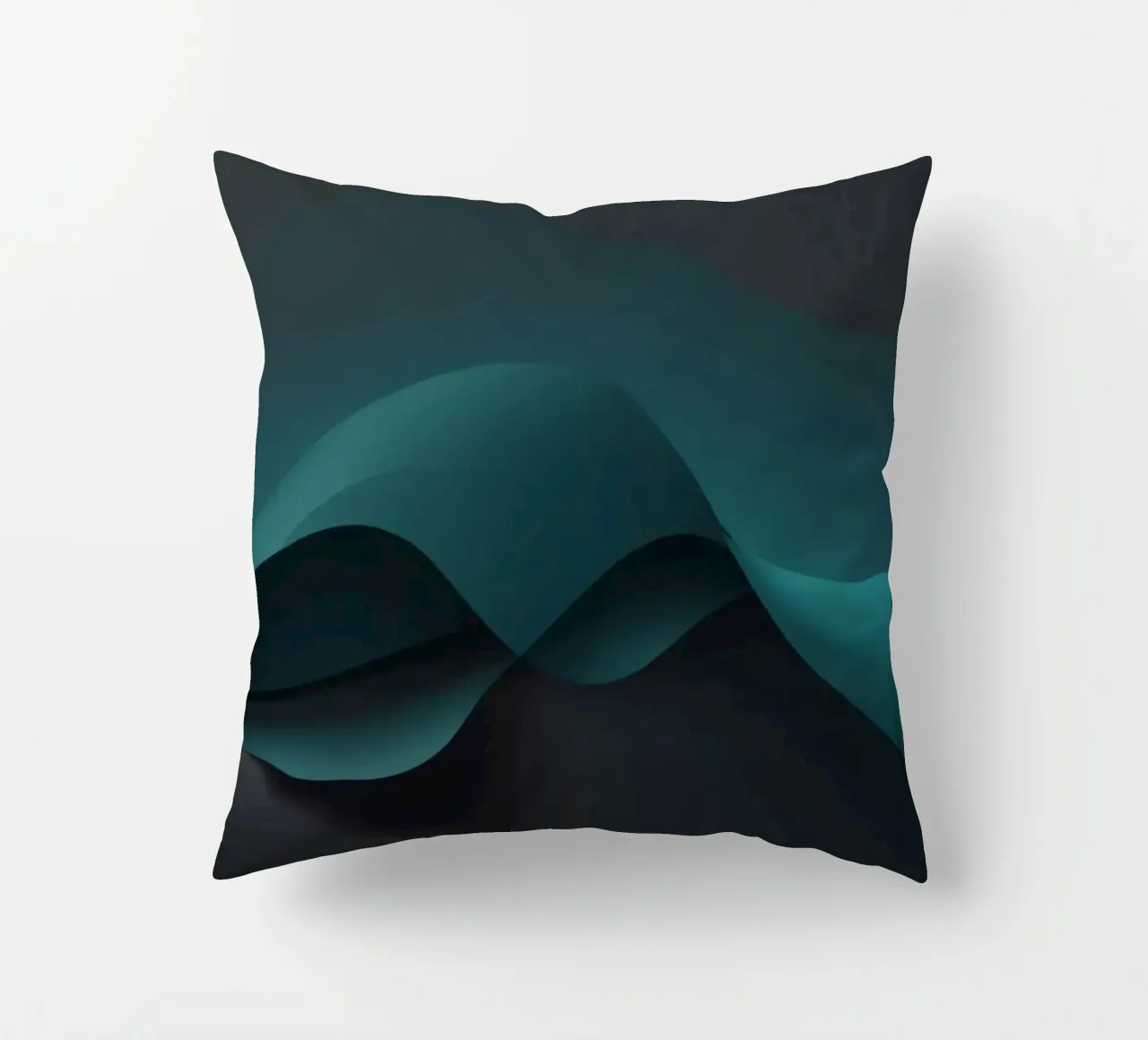 Curve morbide e fluide di tonalità verde acqua e scure creano un'atmosfera elegante. cuscino da DesignDoodle