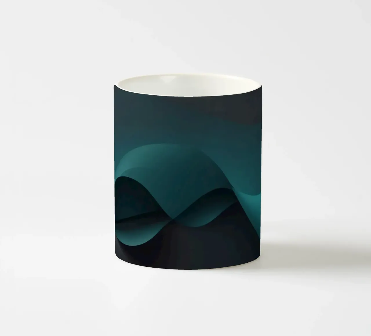 Curve morbide e fluide di tonalità verde acqua e scure creano un'atmosfera elegante. tazza in ceramica da DesignDoodle