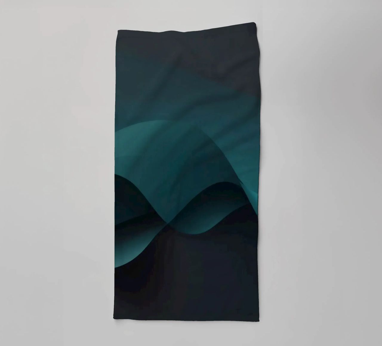 Smooth flowing curves of teal and dark shades create an eleg towel by DesignDoodle