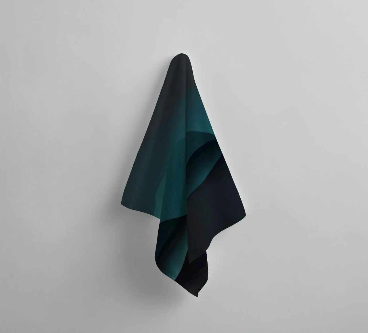 Smooth flowing curves of teal and dark shades create an eleg towel by DesignDoodle
