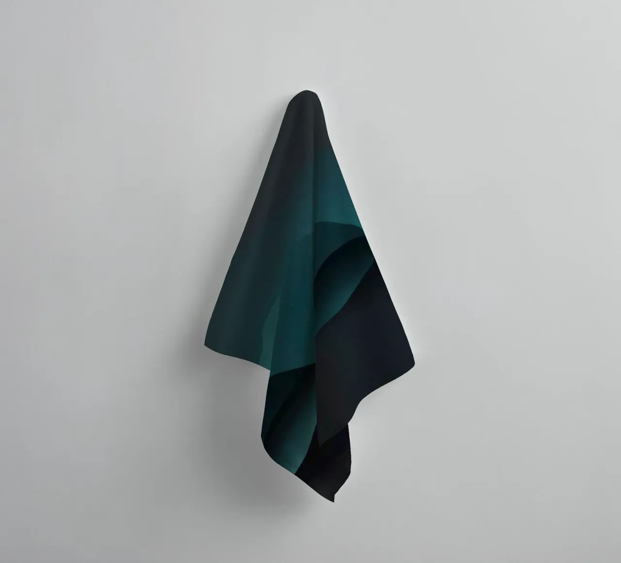 Smooth flowing curves of teal and dark shades create an eleg towel by DesignDoodle