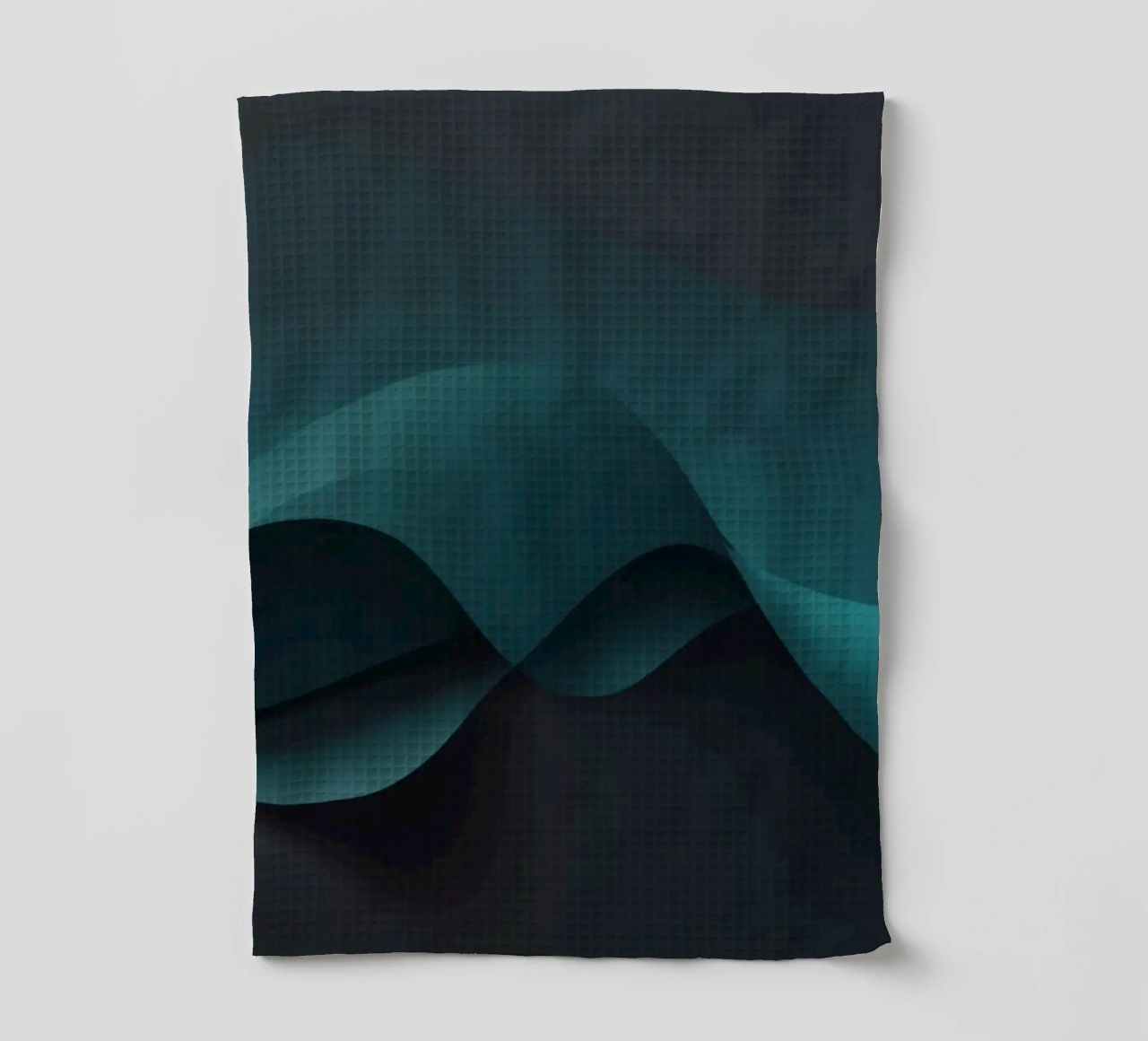 Curve morbide e fluide di tonalità verde acqua e scure creano un'atmosfera elegante. canovaccio da cucina da DesignDoodle