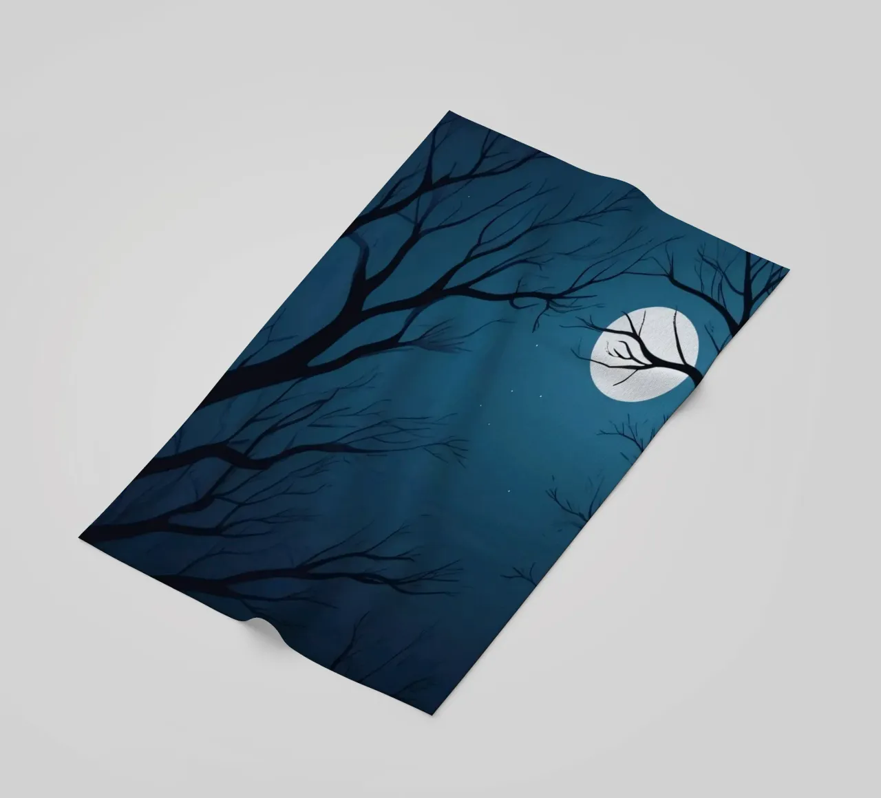 Ethereal night landscape featuring silhouetted trees beach towel by DesignDoodle