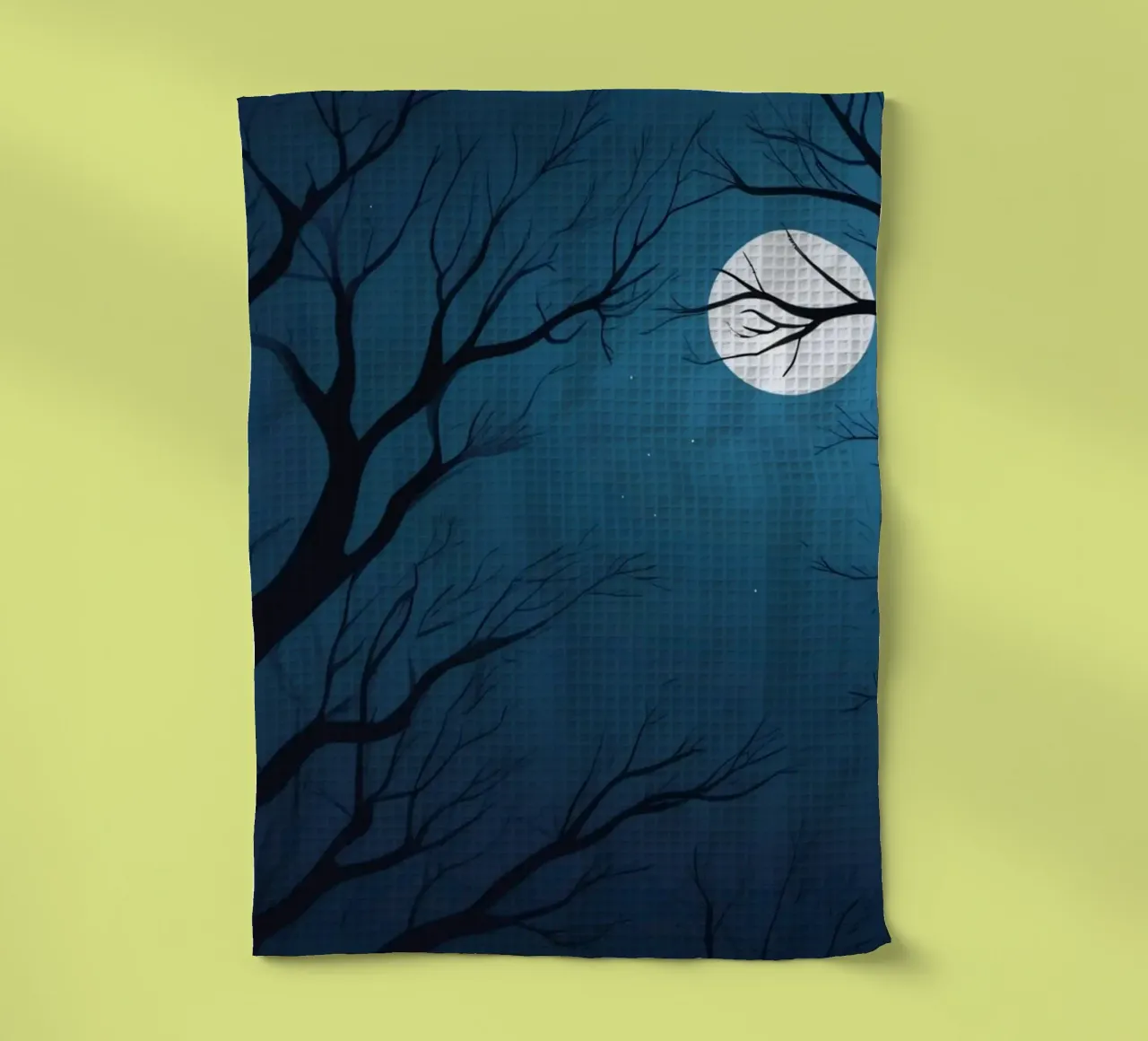 Ethereal night landscape featuring silhouetted trees tea towel by DesignDoodle