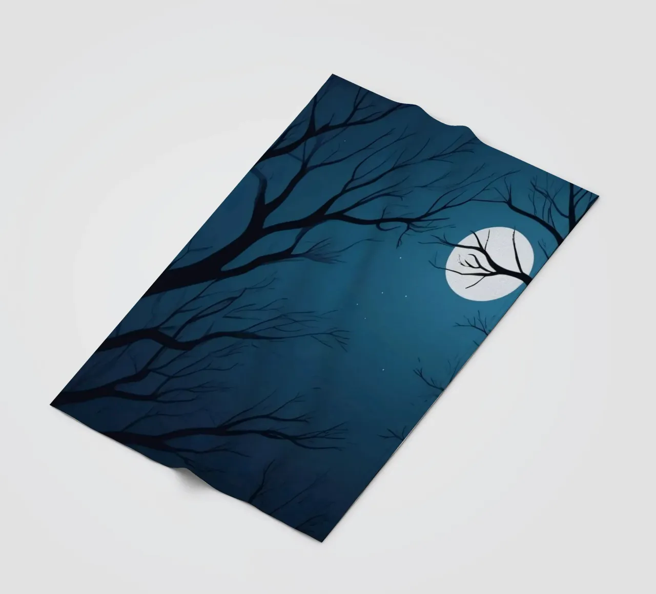 Ethereal night landscape featuring silhouetted trees fleece blanket by DesignDoodle