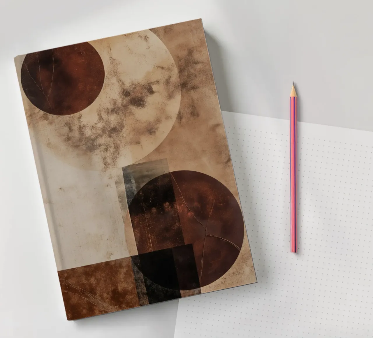 Abstract circles in brown colours notebook by Imagine