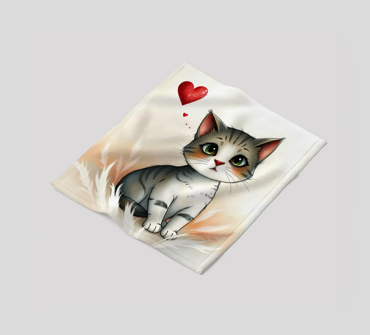 Kitten with a Heart fleece blanket by Anita's Dream