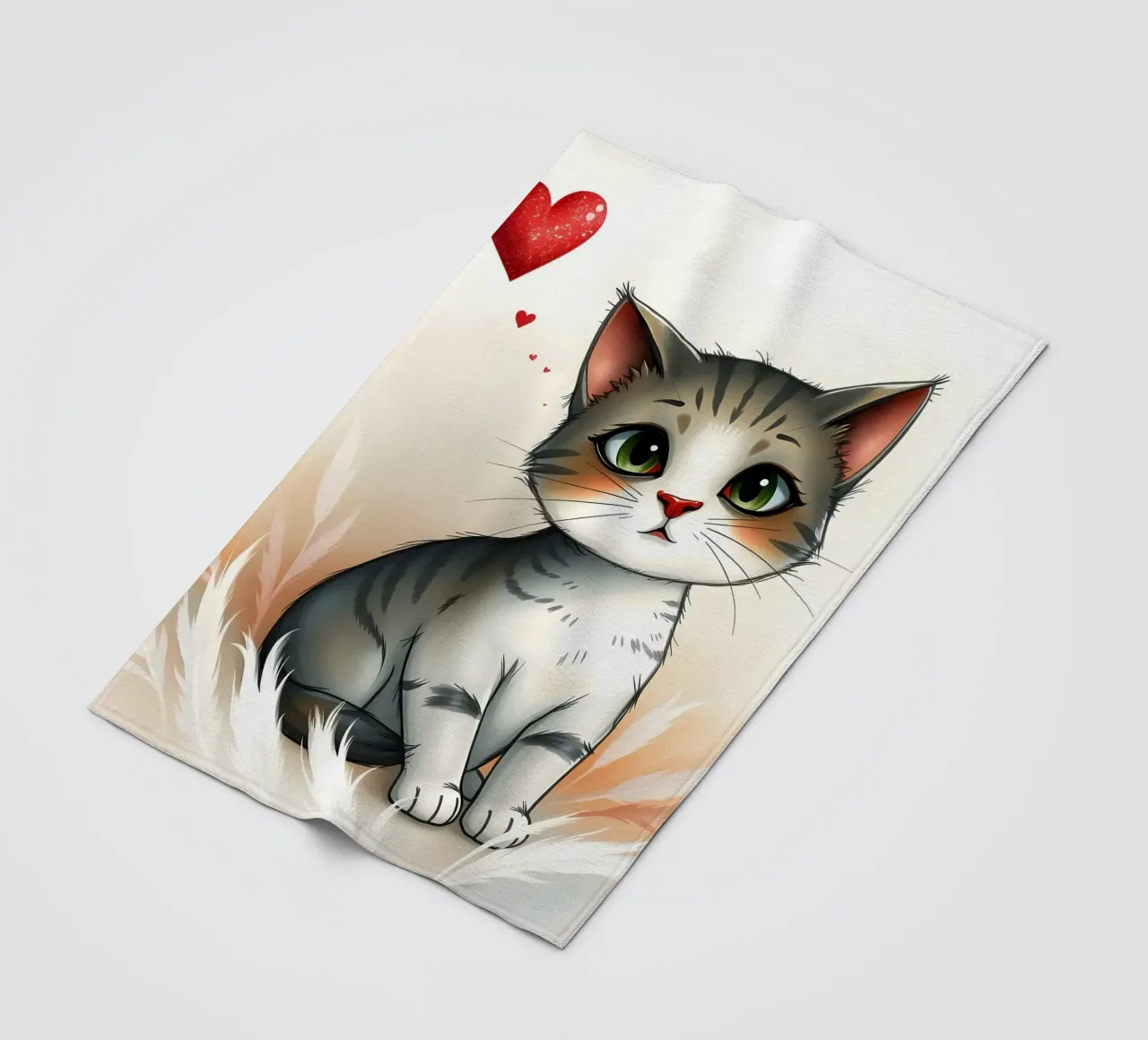 Kitten with a Heart fleece blanket by Anita's Dream