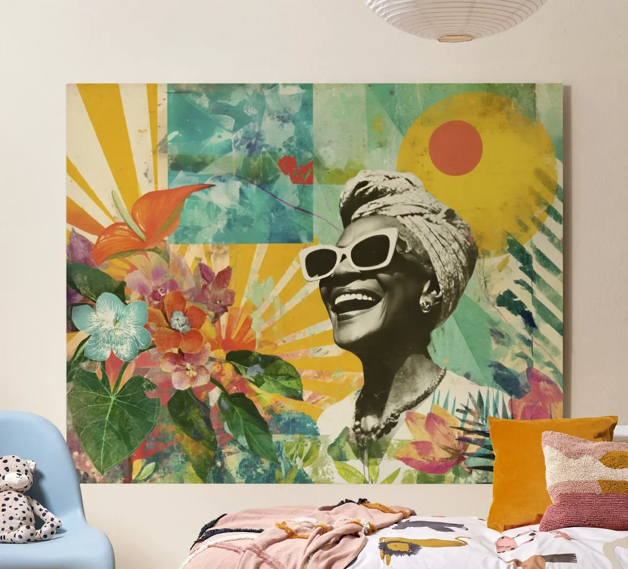 Radiant Retro Vibes Collage Diva Negra metacrilato de Modern Muse