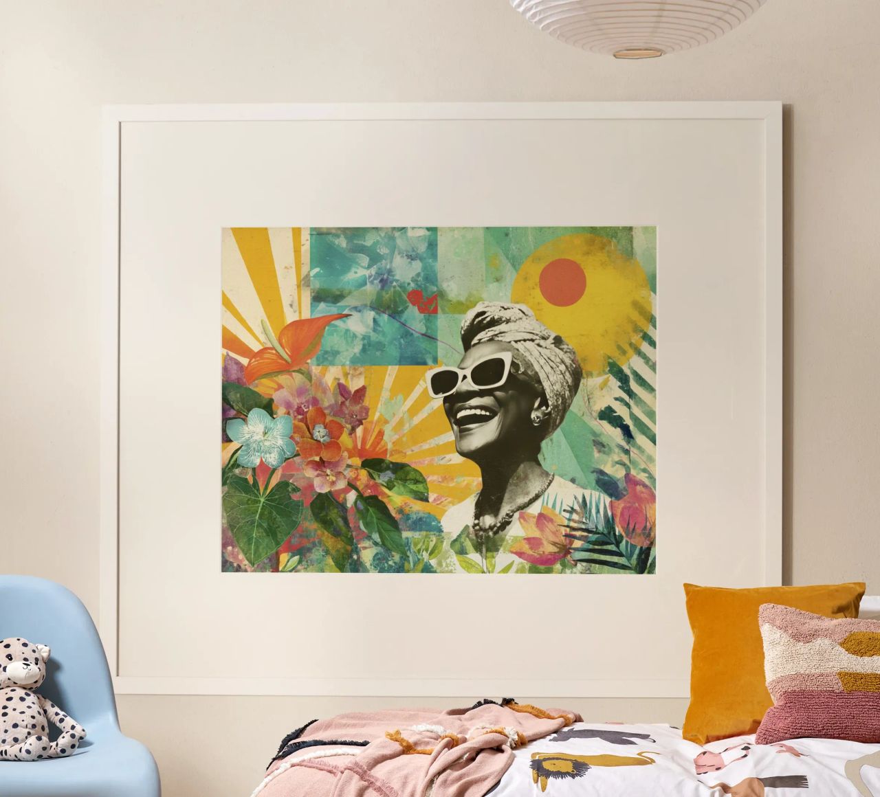 Radiant Retro Vibes Black Diva Collage poster by Modern Muse