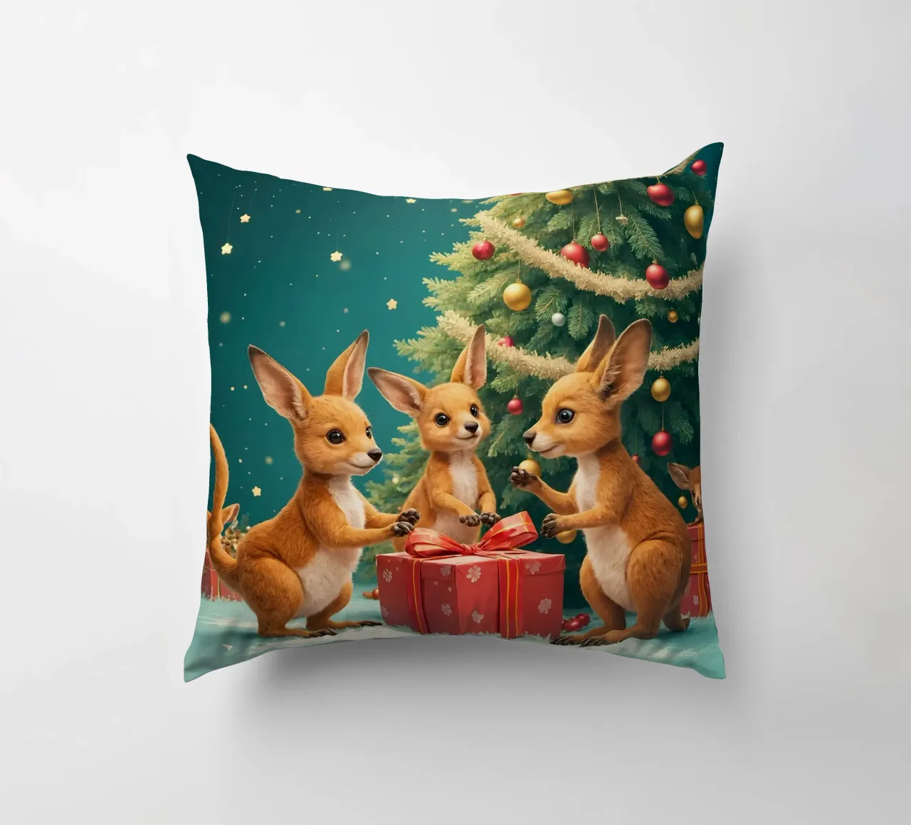 I ragazzi sotto l'albero di Natale cuscino da Anita's Dream