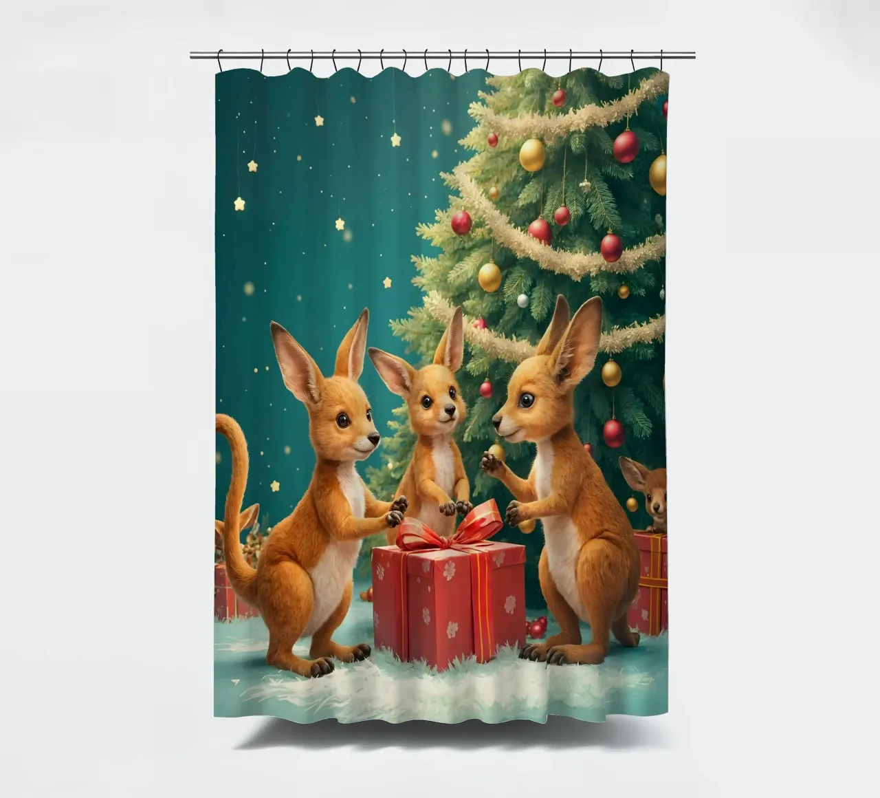 Joeys unterm Weihnachtsbaum Duschvorhang von Anita's Dream