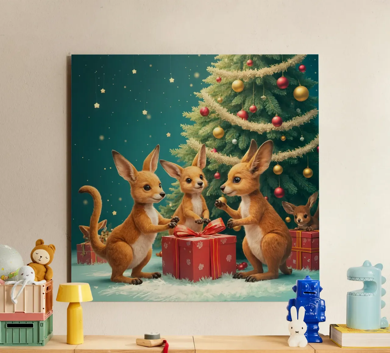 Joeys unterm Weihnachtsbaum Alu-Dibond von Anita's Dream