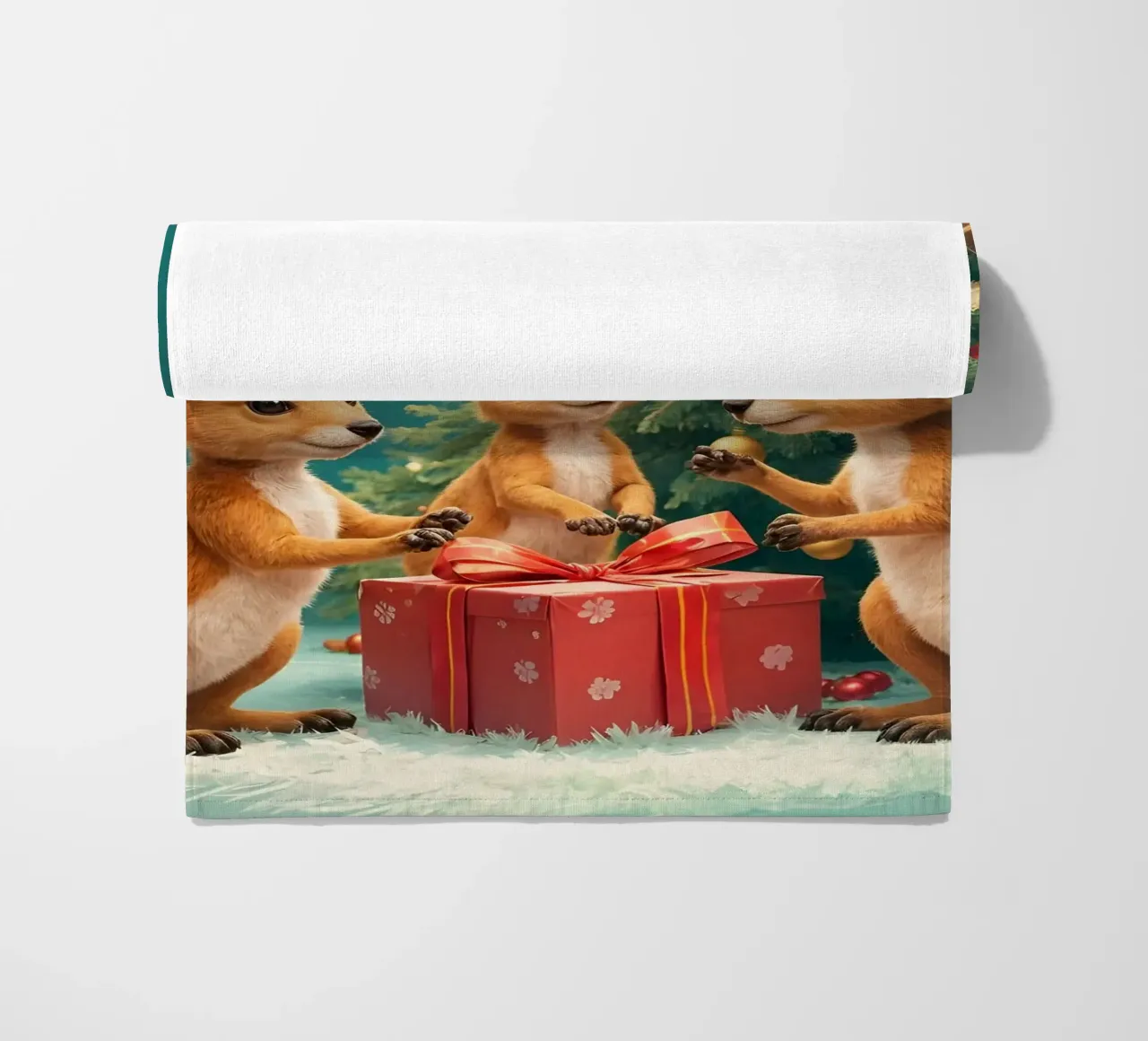 Joeys unterm Weihnachtsbaum Strandtuch von Anita's Dream