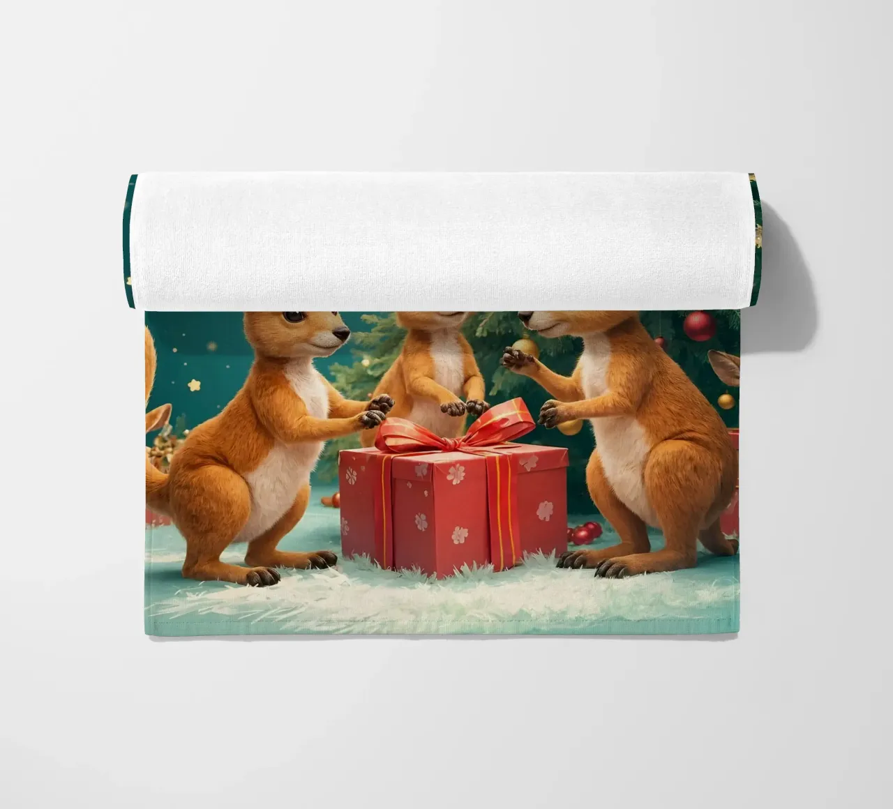 Joeys unterm Weihnachtsbaum Strandtuch von Anita's Dream