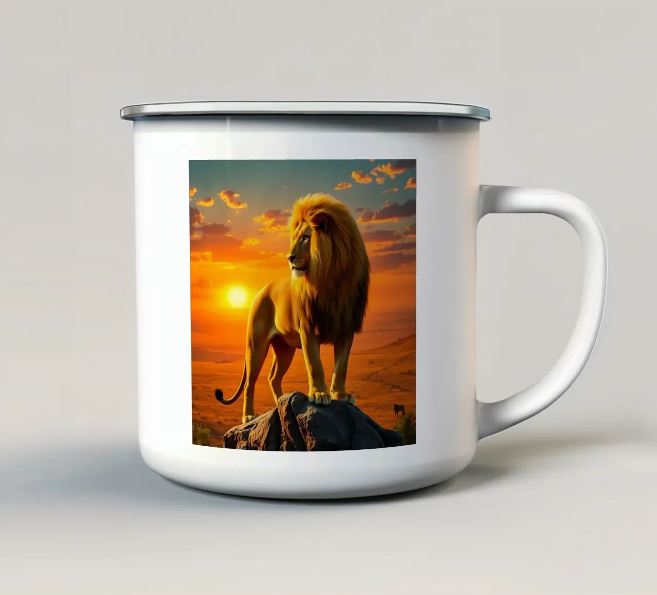 Leone sulle rocce tazza in smalto da Anita's Dream