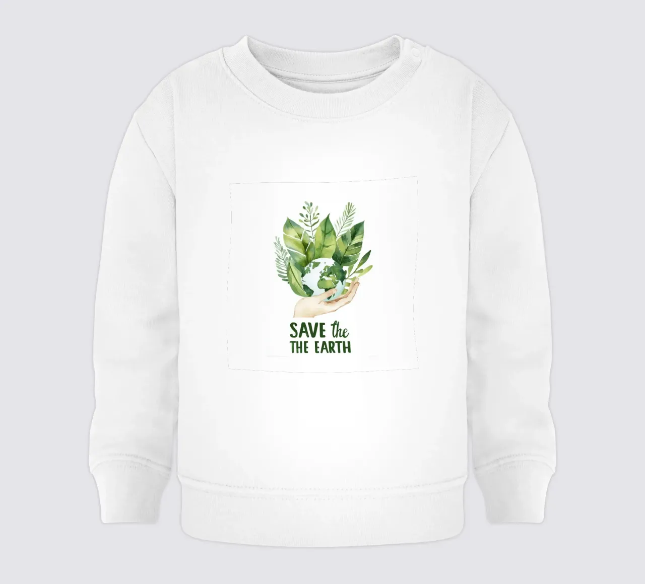 Mano acquerellata e terra con foglie Poster di sensibilizzazione ecologica felpa neonato da Modern Muse