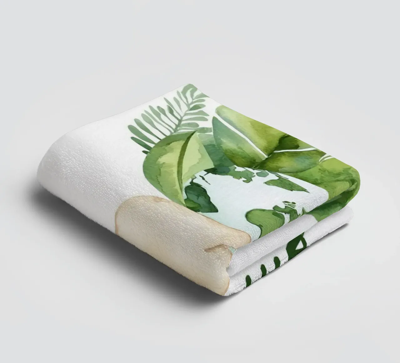 Mano acquerellata e terra con foglie Poster di sensibilizzazione ecologica asciugamano da bagno da Modern Muse