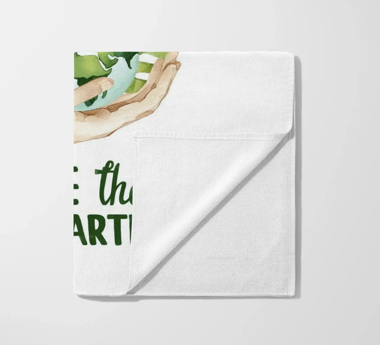 Watercolor Hand and Earth with Leaves Eco Awareness Poster beach towel by Modern Muse