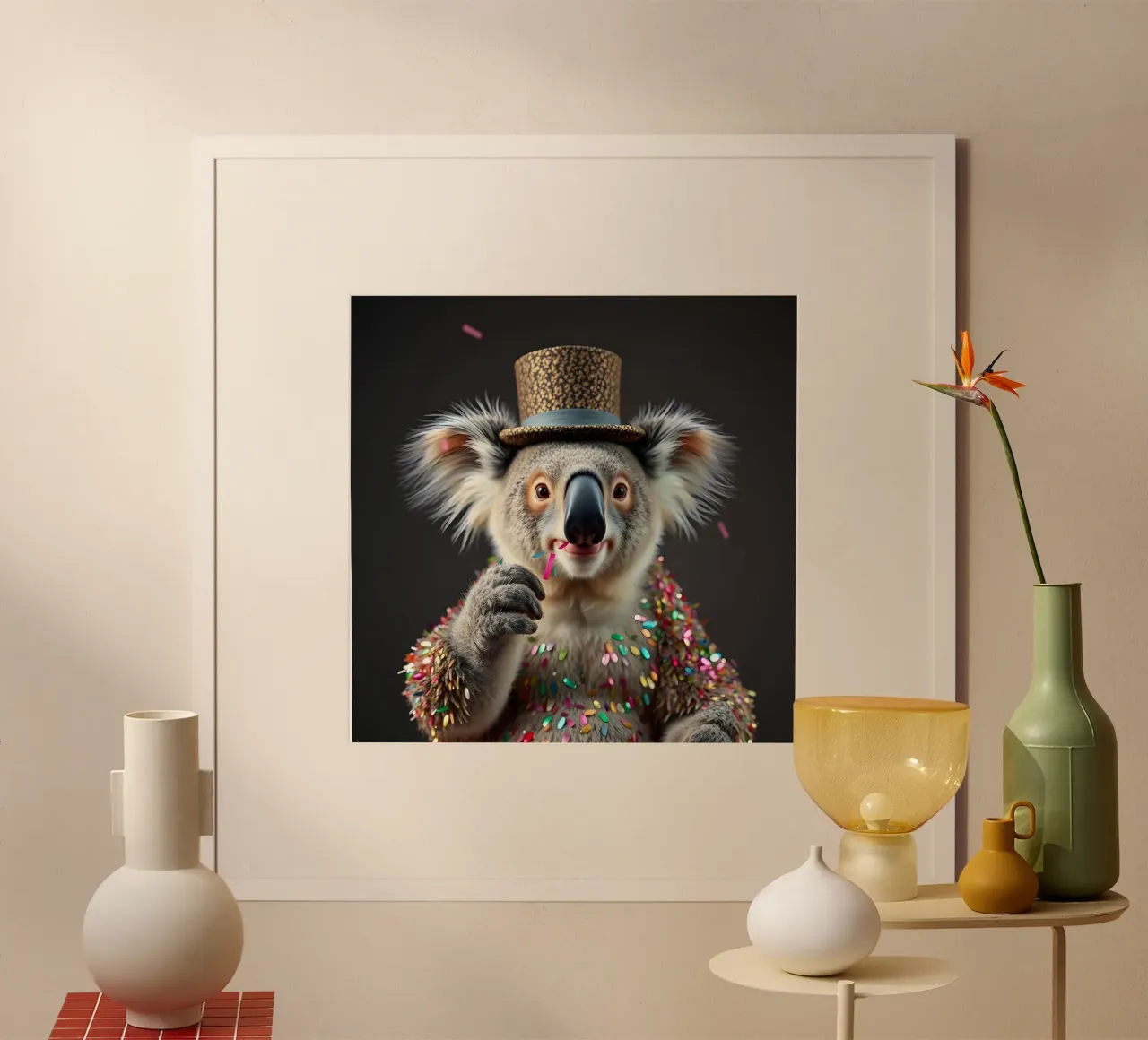 Animale da festa poster con telaio in legno da Anita's Dream