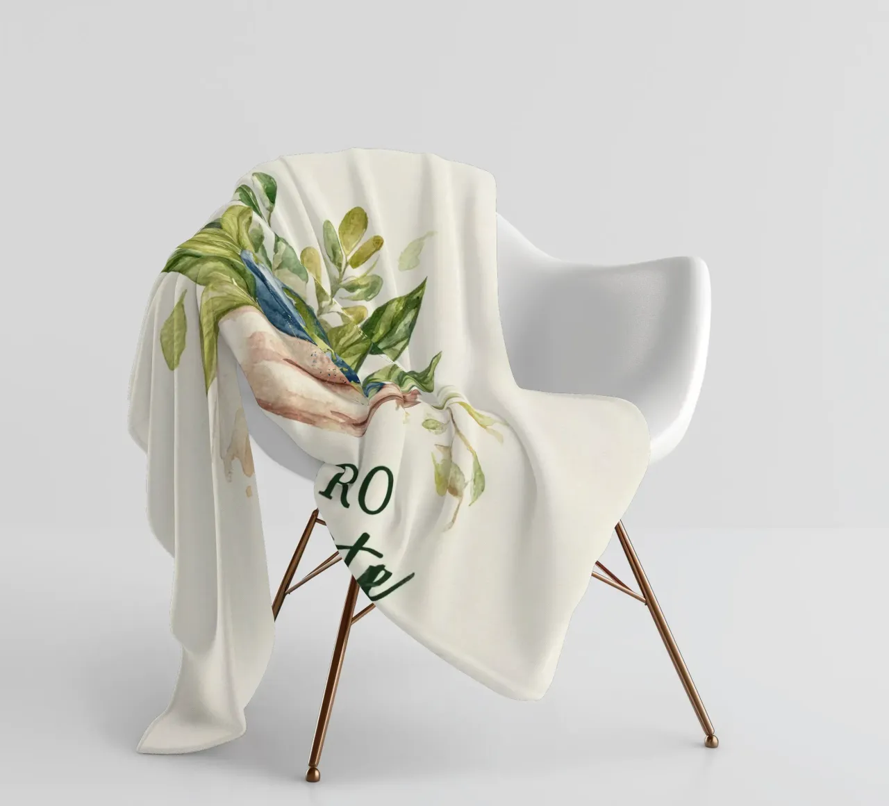 Mano acquerellata e foglie di terra Consapevolezza ecologica Rifiuti zero coperta in pile da Modern Muse