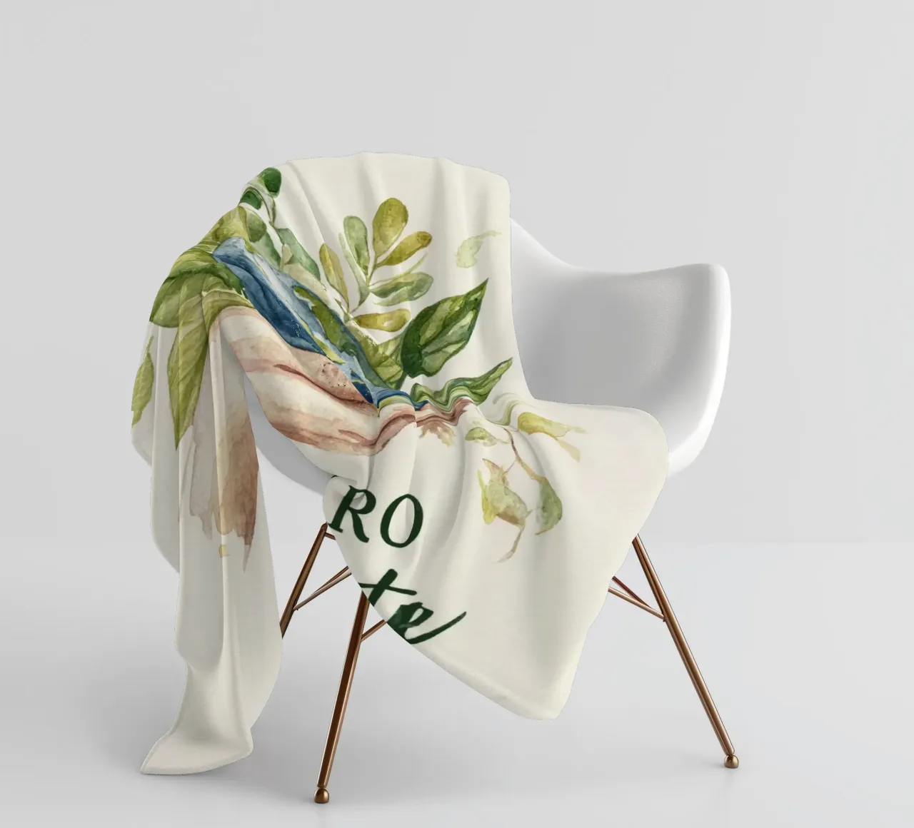 Mano acquerellata e foglie di terra Consapevolezza ecologica Rifiuti zero coperta in pile da Modern Muse